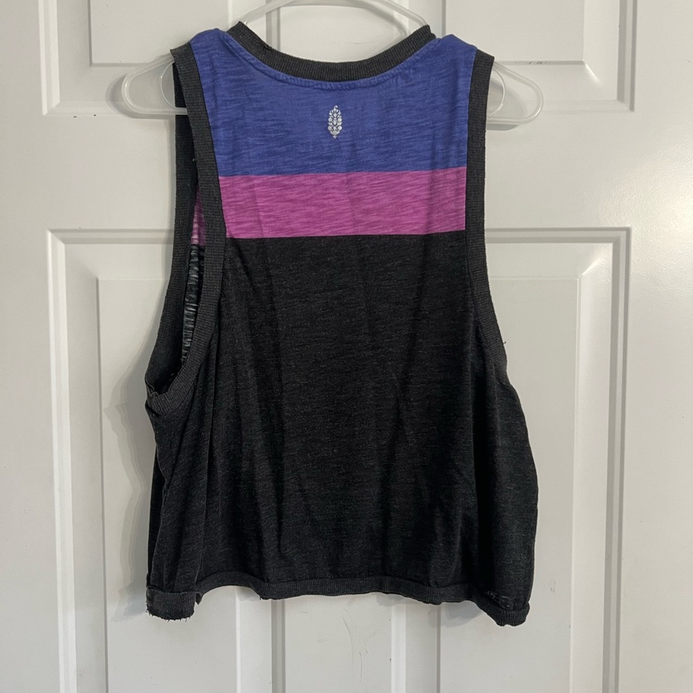 Free people workout Black Tank Top with Purple and Blue Stripe - Picture 4 of 4